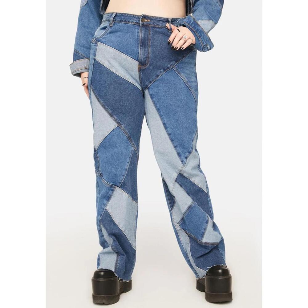 Funky Patchwork Jeans NWT - image 2